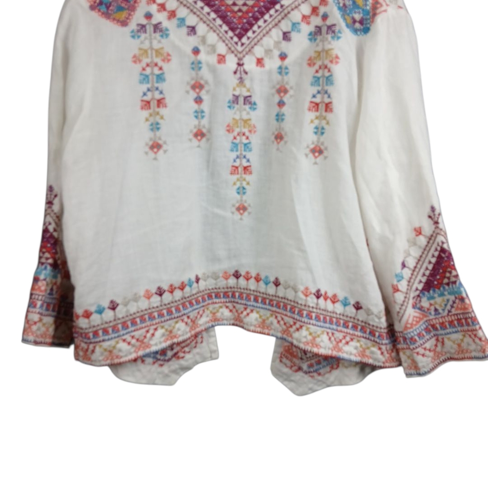 Johnny Was Velsia Embroidered Linen Bolero XS White Boho Jacket - Picture 2 of 6